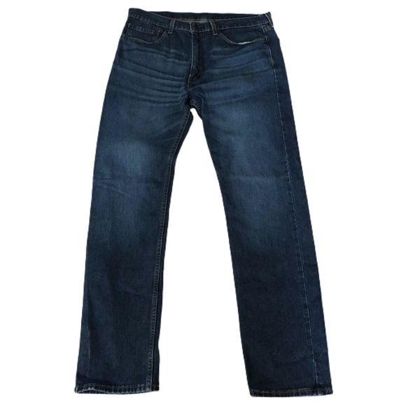 Levis 505 Jeans Mens Size 36x34 Straight Fit All Cotton Dark Wash - Picture 1 of 5